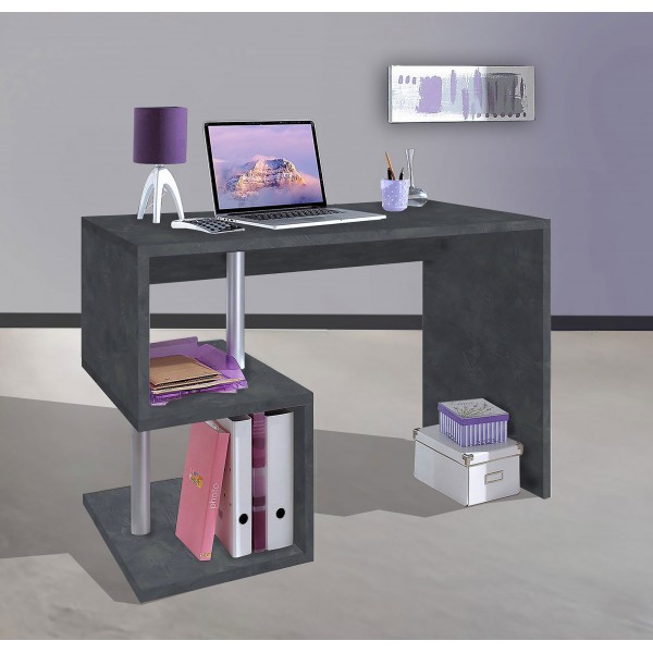 Home Office Bea - Scrivania angolare richiudibile 90° su ruote - Colore  Stone Grey/Bianco