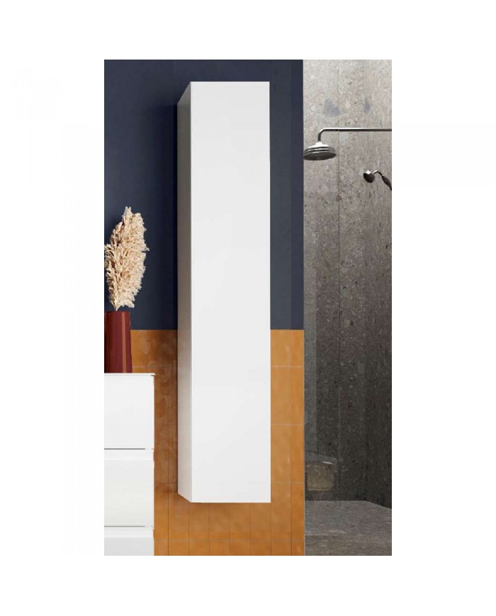 Colonna bagno sospesa moderna bianca 170 cm BMT Moon bianco laccato lucido  Destro - Pensili bagno