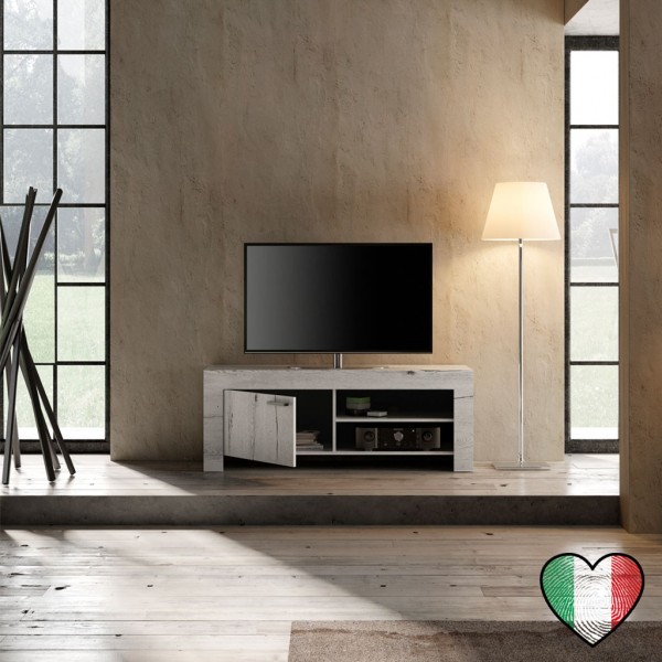 Mobile Porta TV soggiorno 2 ante in Rovere Bianco, 180x53 Made in Italy -  Land